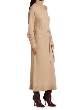 Wool-Blend  Sweater Dress With A High Collar Stretch Fabric NWT PAIGE Tan